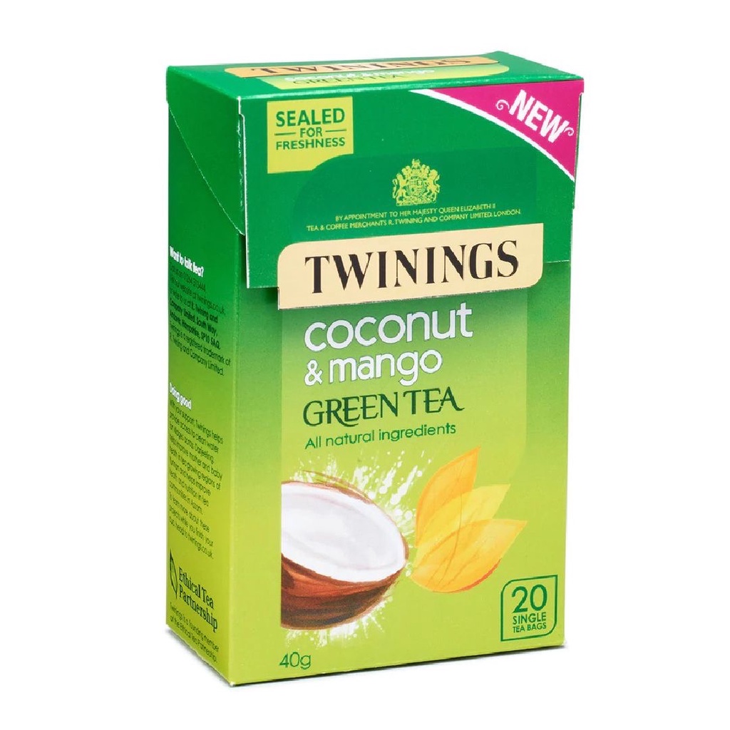 Twinings Coconut & Mango Green Tea All Natural Ingredients 20s x 2g