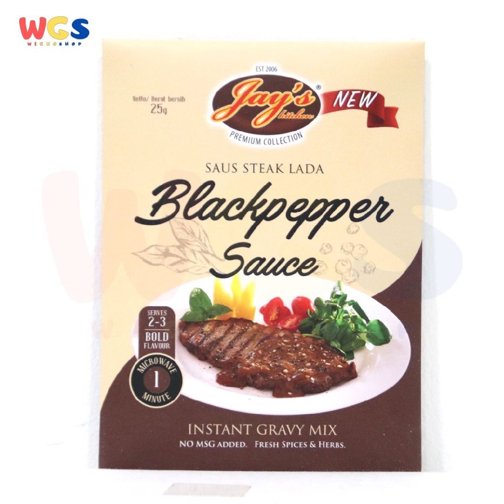 Jay's Kitchen Jays Blackpepper Steak Gravy Mix Sauce 25g - Saus Steak Lada Hitam