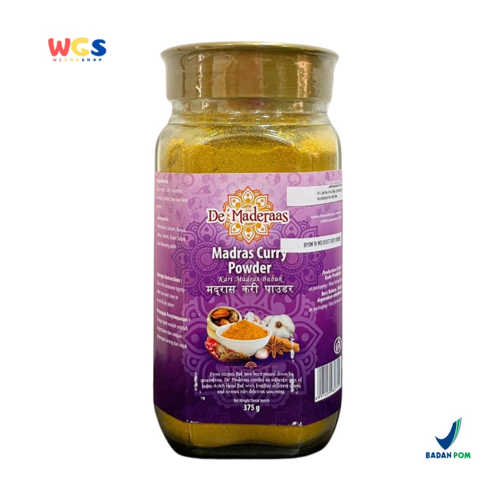 De Maderaas Madras Curry Powder 375g - Bubuk Kari Madras
