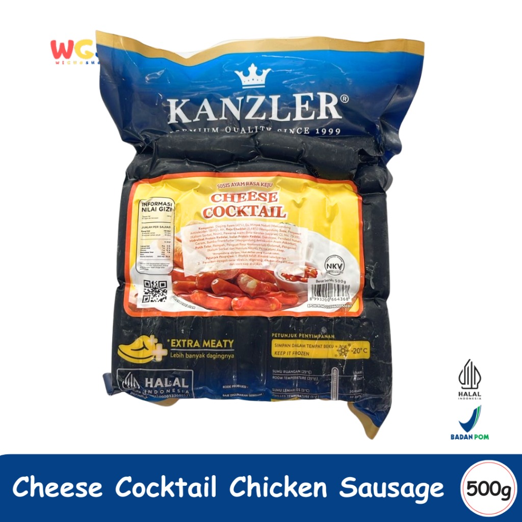 KANZLER Cheese Cocktail Chicken Sausage 500g – Sosis Ayam Keju Premium, Lezat & Extra Meaty!