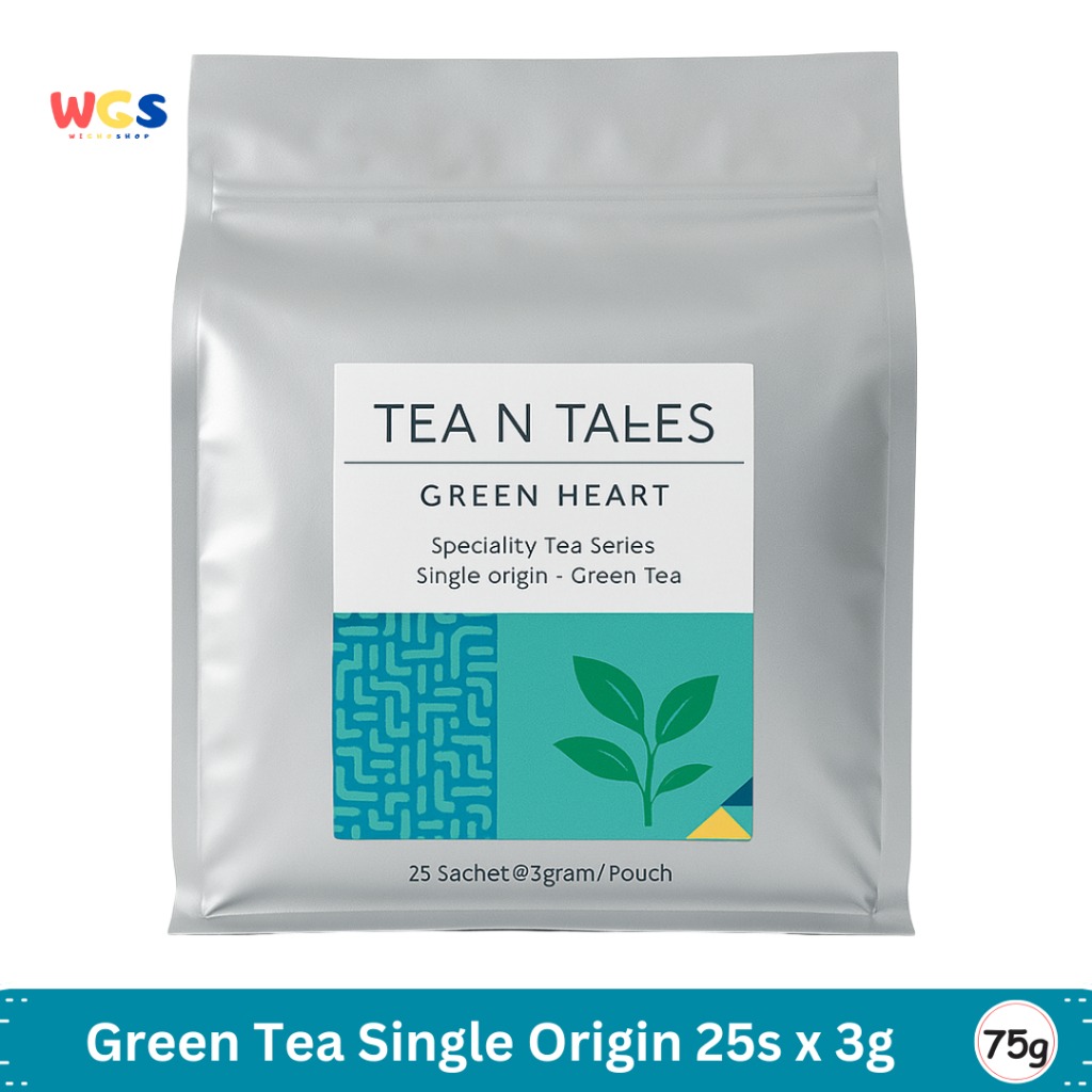 Tea N Tales Green Heart Green Tea Single Origin (25 Sachet x 3g) – Teh Hijau Segar & Alami