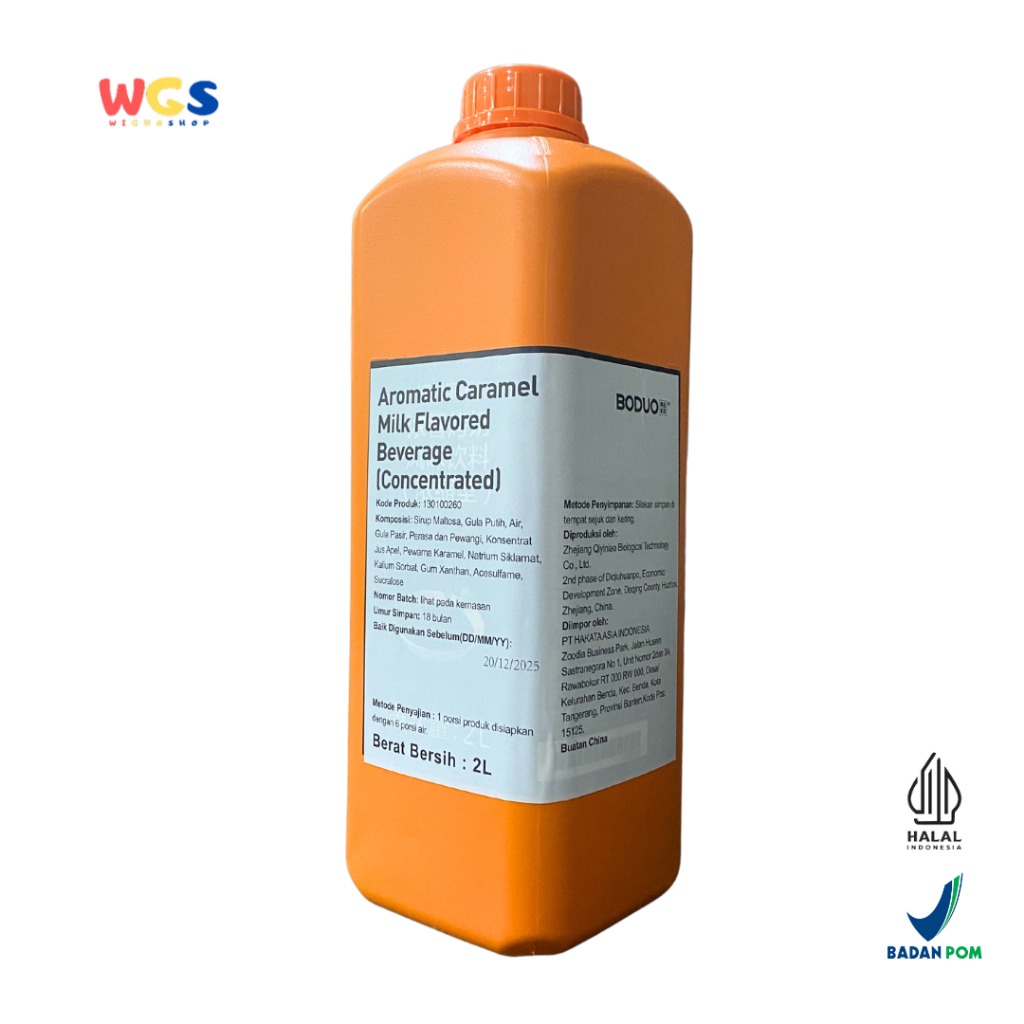 BODUO Syrup Aromatic Caramel Milk Flavored Beverage (Concentrated) 2L - Halal & BPOM