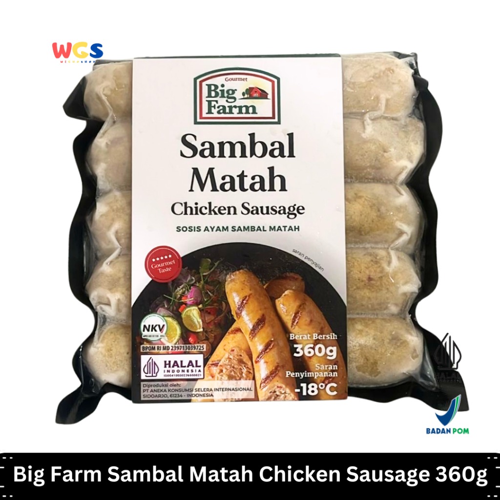 Big Farm Sambal Matah Chicken Sausage 360g β Sosis Ayam dengan Sensasi Pedas Sambal Matah, Lezat