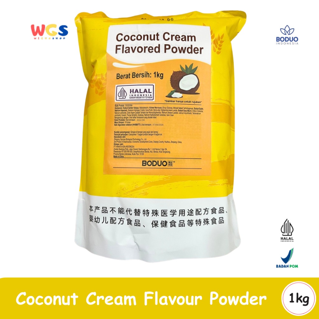 BODUO Coconut Cream Flavored Powder 1kg – Bubuk Krim Kelapa untuk Minuman & Dessert