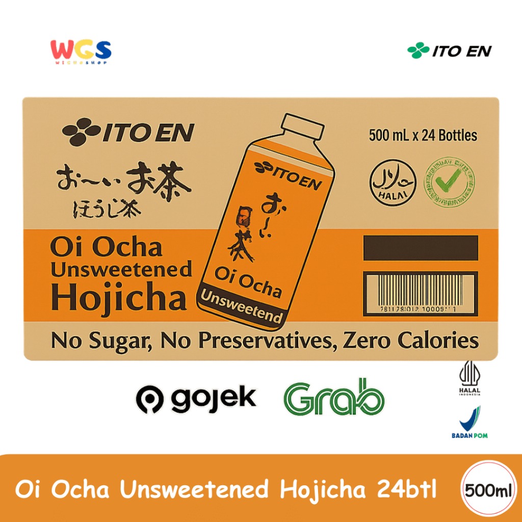 ITO EN Oi Ocha Unsweetened Hojicha 500mL x 24 – Teh Jepang Sangrai Tanpa Gula - Grab & Gojek