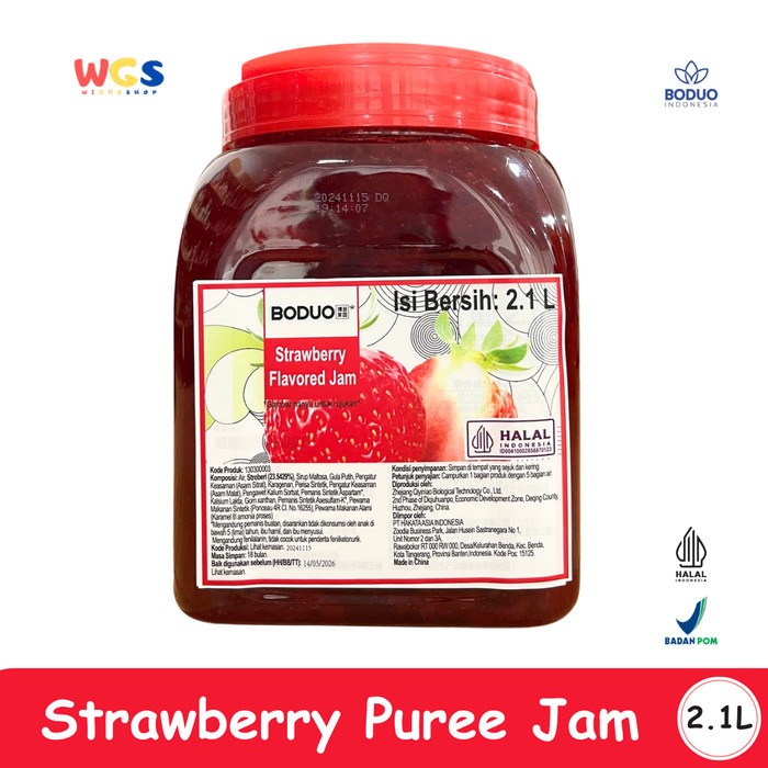 BODUO Strawberry Flavored Puree Jam 2.1L – Selai Stroberi & Puree Premium
