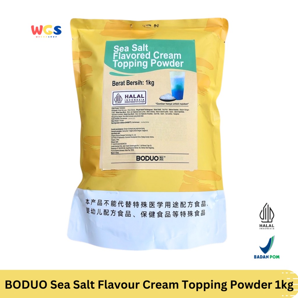 Boduo Sea Salt Flavored Cream Topping Powder 1kg – Krim Topping Garam Laut untuk Minuman Premium