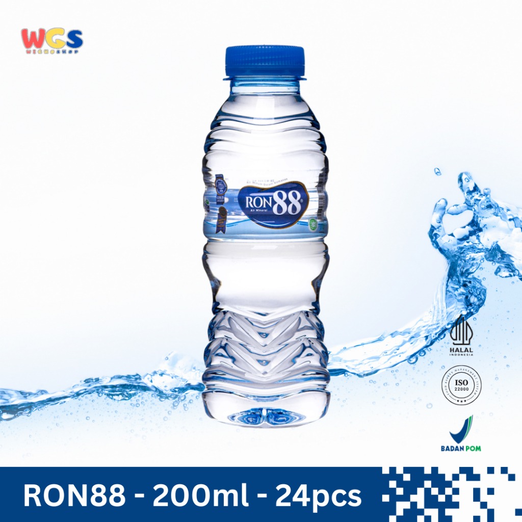 RON88 Air Mineral Botol 200ml (24 pcs) – Air Pegunungan Murni dalam Kemasan Praktis