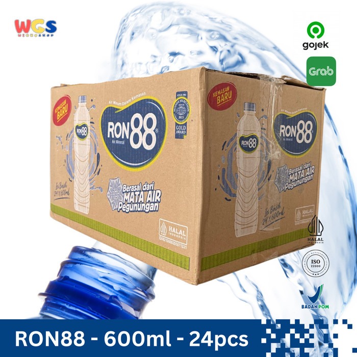 RON88 Air Mineral Botol 600ml (24 pcs) – GOJEK - GRAB - Kesegaran Pegunungan dalam Setiap Tetes