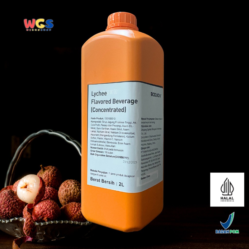 BODUO Syrup Lychee Flavored Beverage (Concentrated) 2L - Boba - Bubble Tea - Halal & BPOM