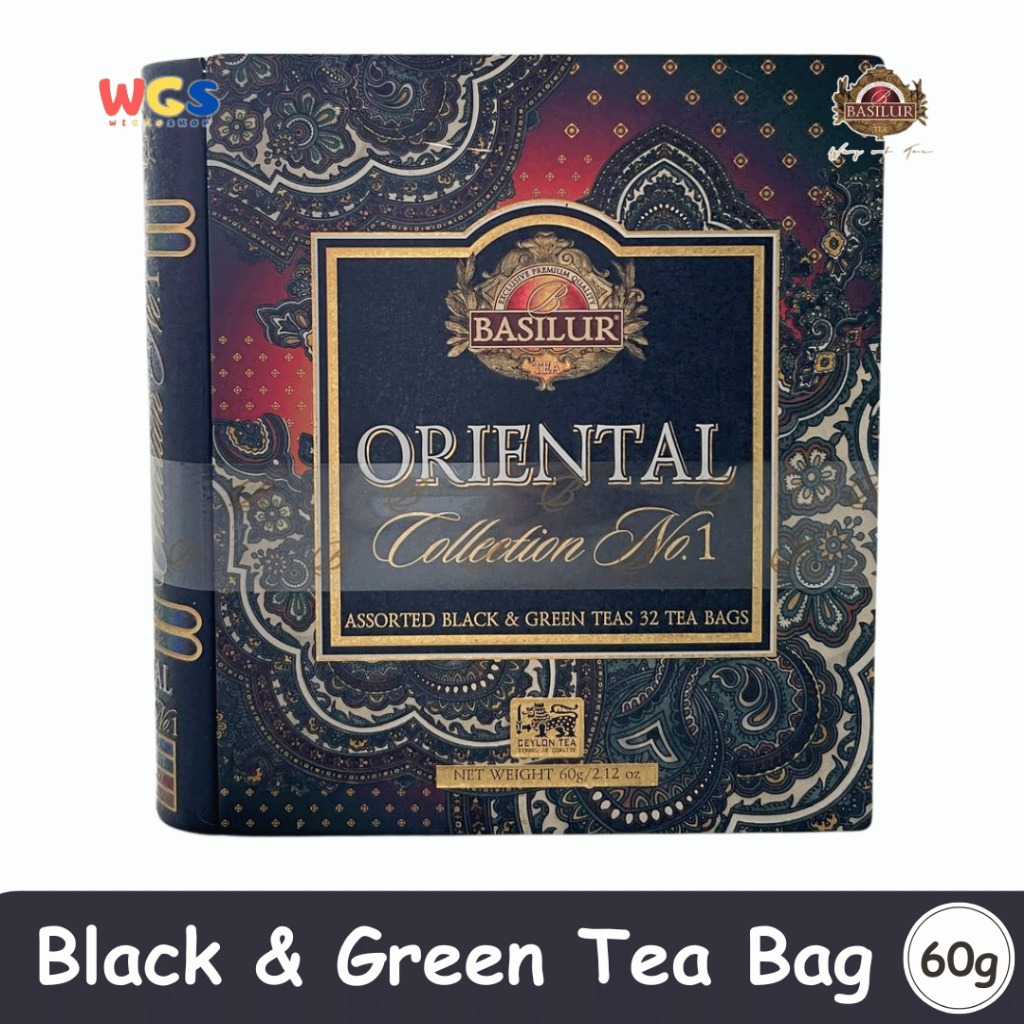 Basilur Oriental Collection No.1 Assorted Black & Green Teas 32 Tea Bags 60g Book Box Eksklusif