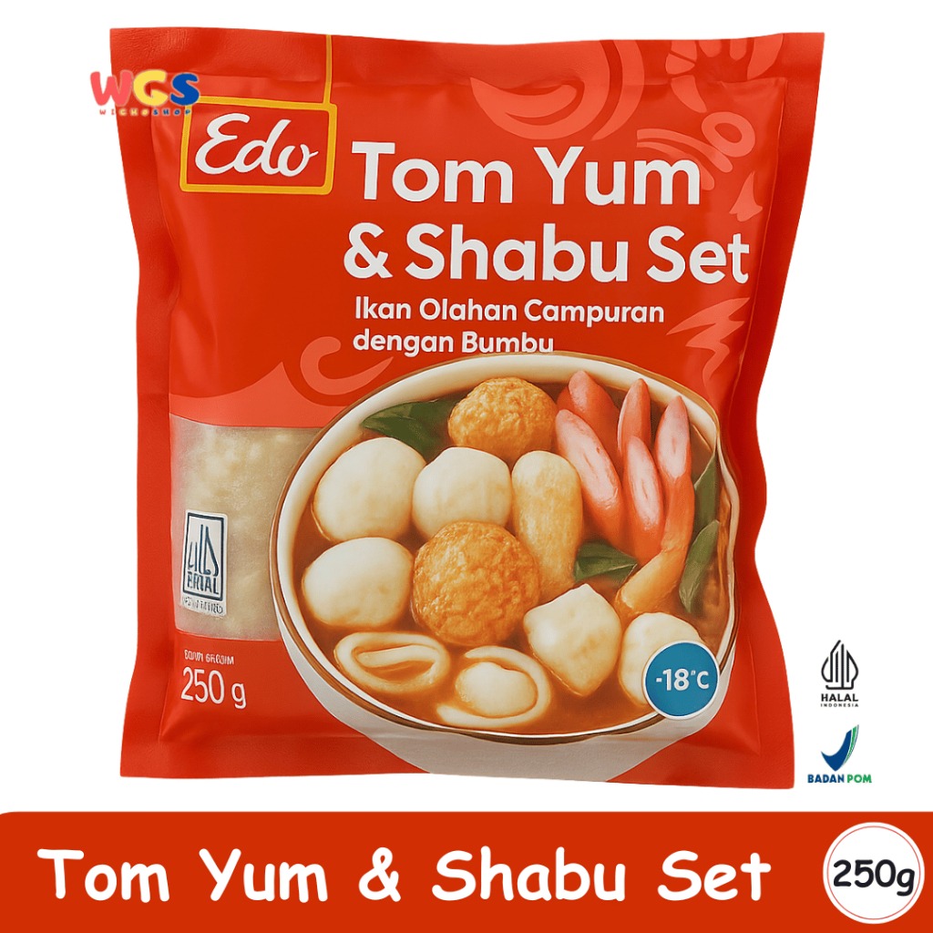 Edo Tom Yum Shabu Set 250g – Ikan Olahan Campuran Siap Masak dengan Bumbu Tom Yum