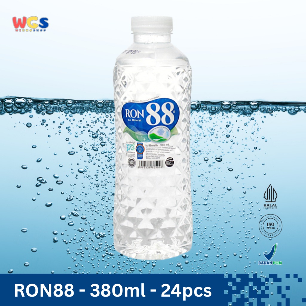 RON88 Air Mineral Botol 380ml (24 pcs) – Air Pegunungan Berkualitas dengan Desain Eksklusif