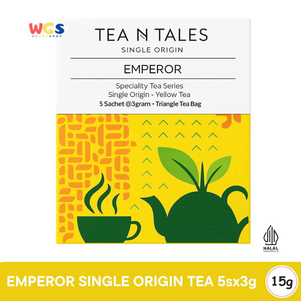 Tea N Tales Gourmet Tea Emperor 15gr (5x3gr) – Teh Segitiga Teh Kuning Single Origin Lembut & Elegan