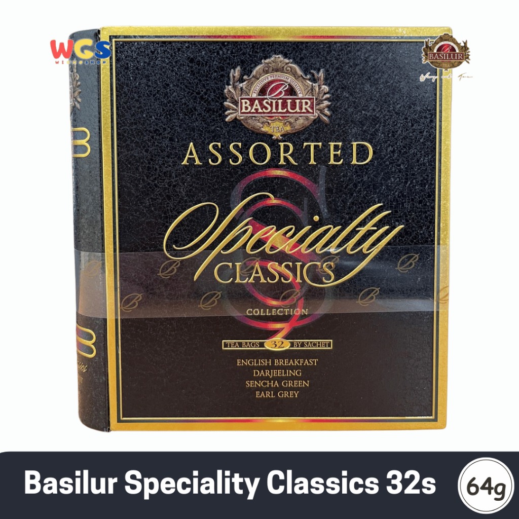 Basilur Specialty Classics 64g – 32 Sachet Teh Hitam & Hijau Premium dalam Koleksi Eksklusif