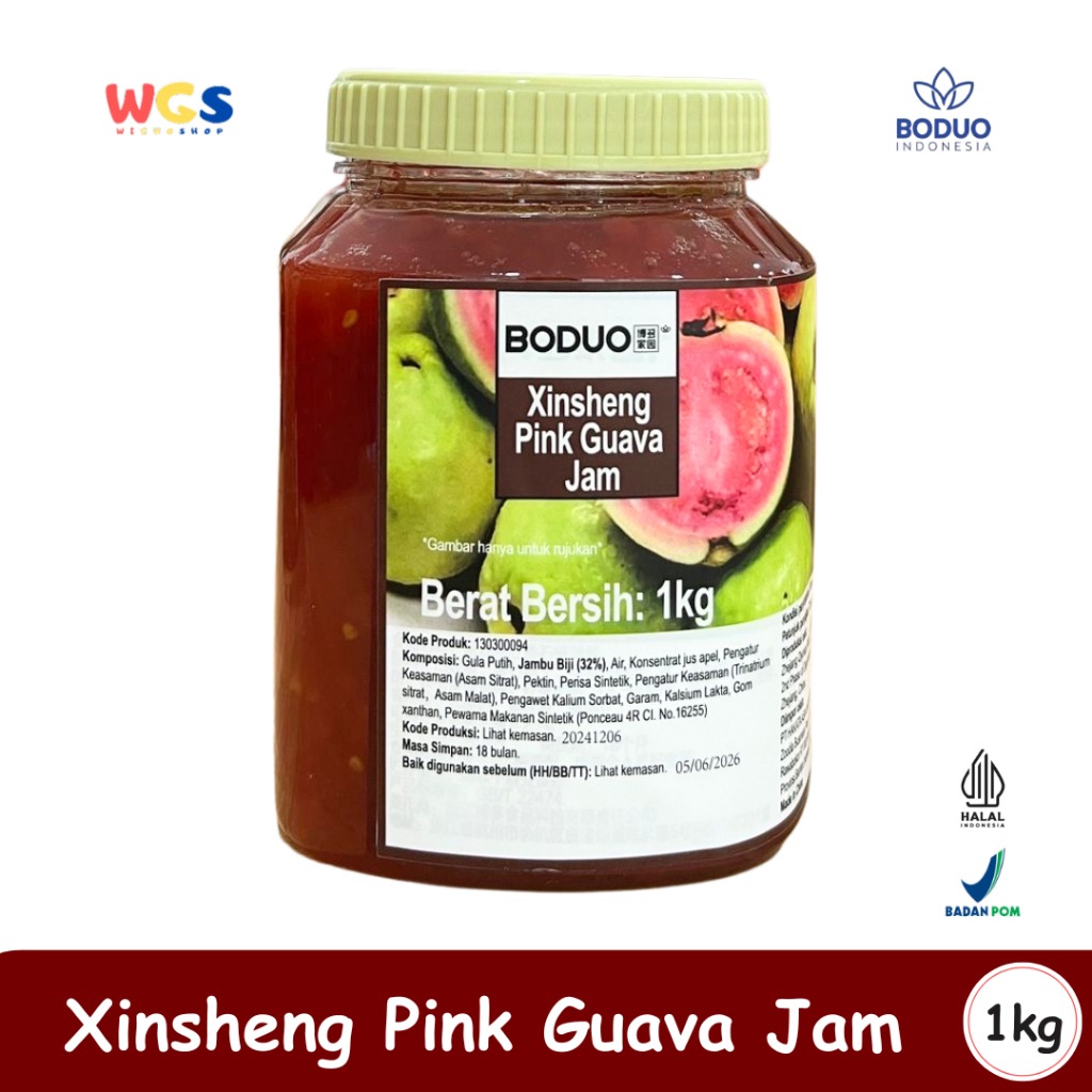 BODUO Xinsheng Pink Guava Jam 1kg – Selai Jambu Merah untuk Minuman Kekinian