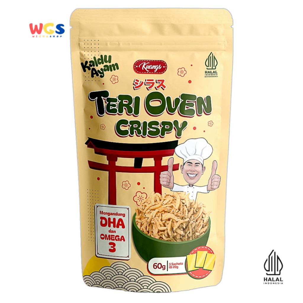 Kuang's Teri Oven Crispy Kaldu Ayam 60g (3 Sachet x 20g) – Camilan Ikan Teri Gurih Kaya Omega 3