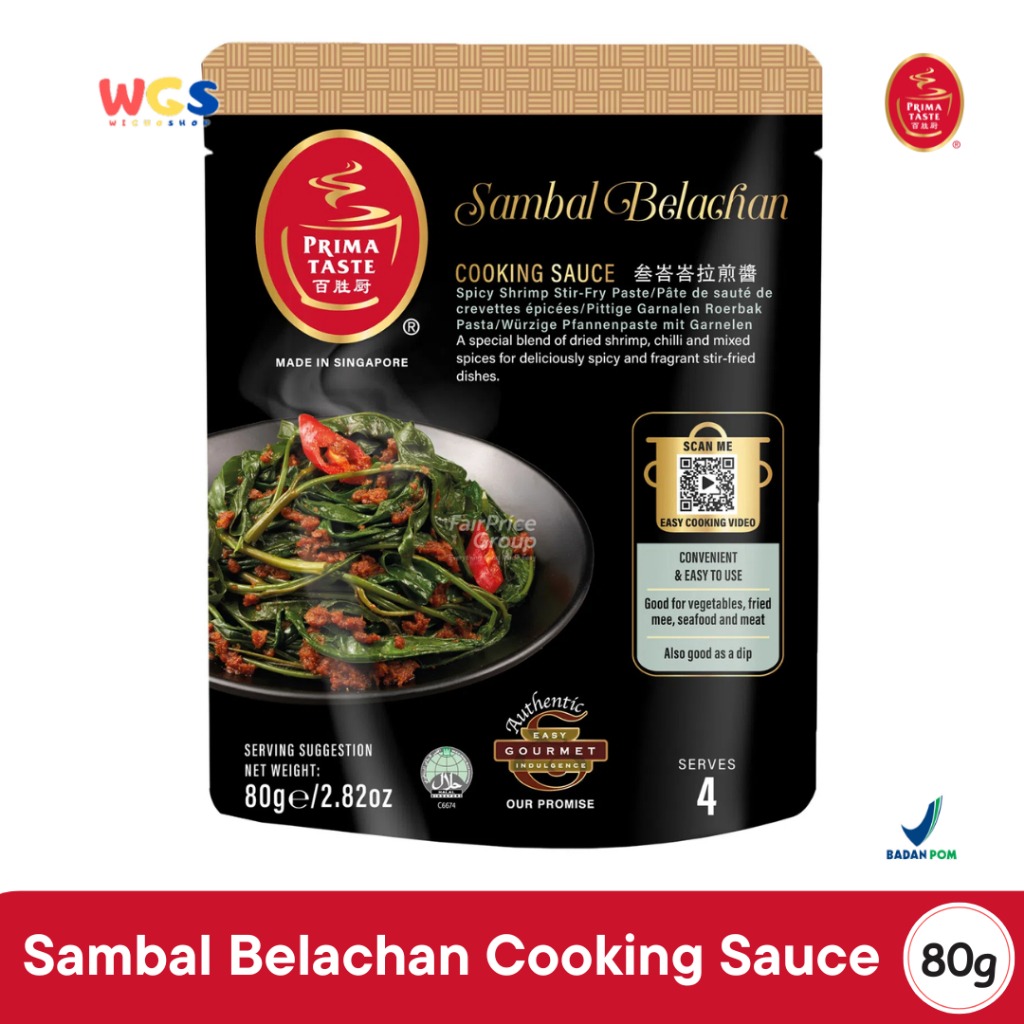 Prima Taste Sambal Belachan Cooking Sauce 80g – Bumbu Masak Pedas untuk Sayur, Nasi, dan Seafood