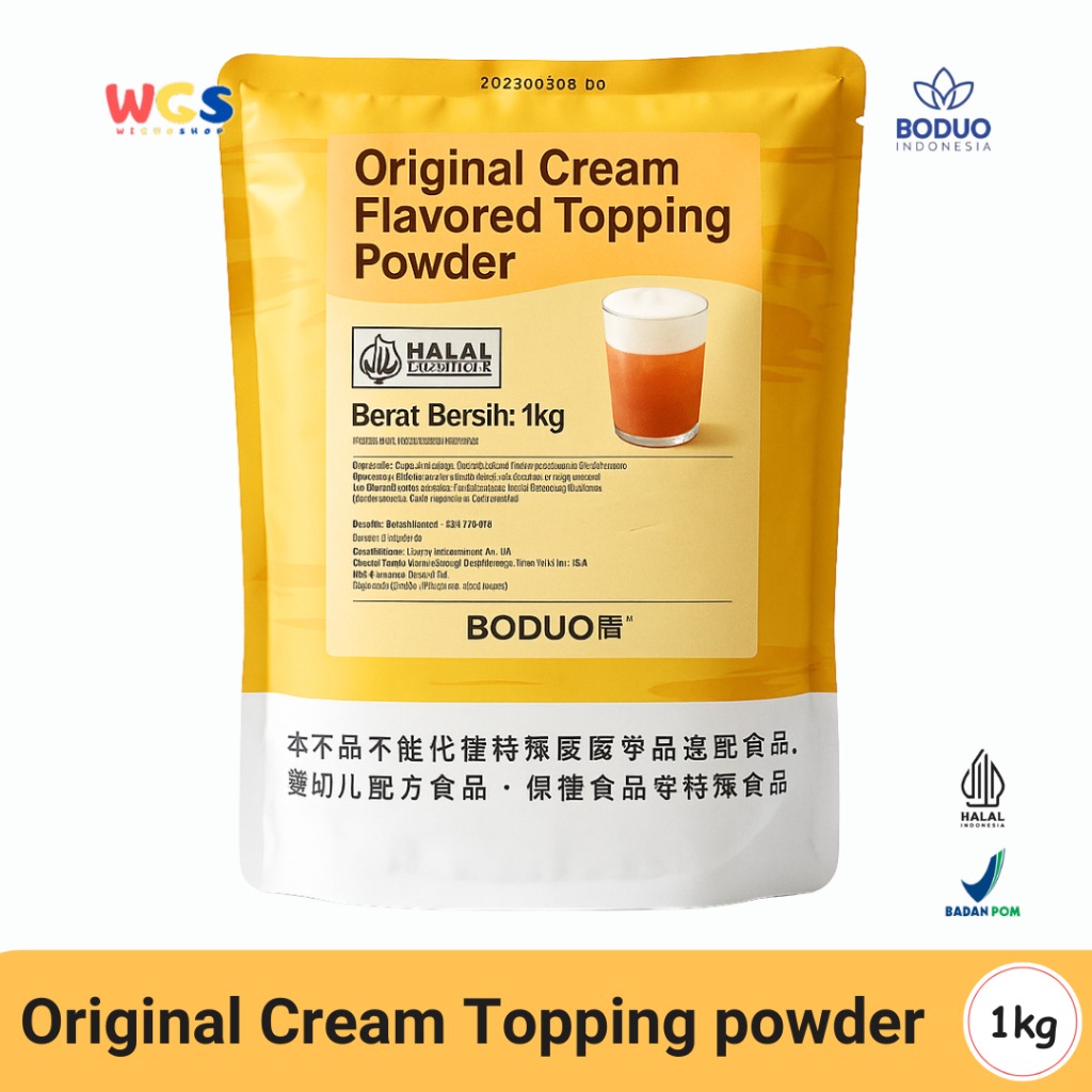 BODUO Original Cream Flavored Topping Powder 1kg – Bubuk Cream Topping Praktis untuk Minuman