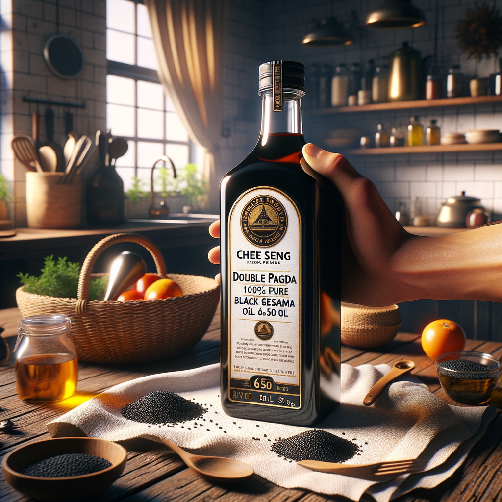 Promo Chee Seng Double Pagoda 100% Pure Black Sesame Oil 650 ml - Minyak Wijen di Wighoshop