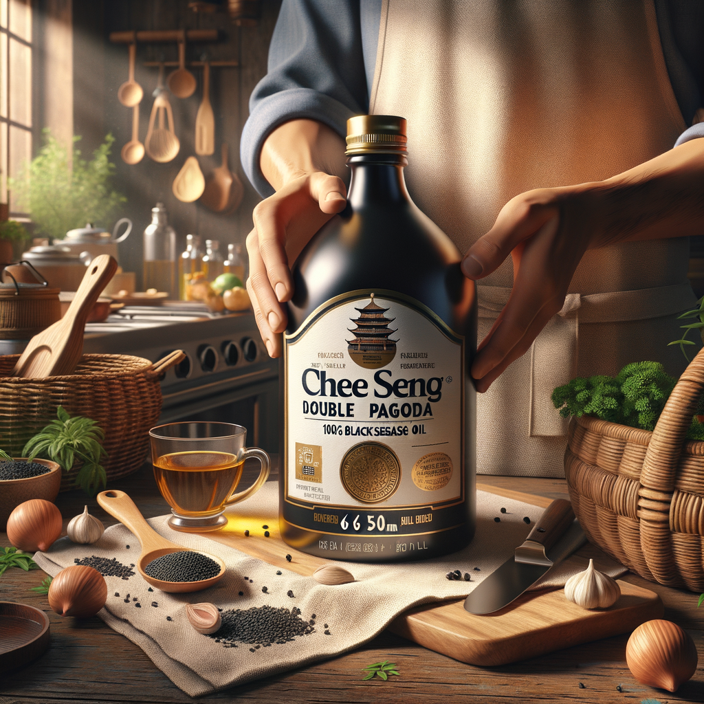 Promo Chee Seng Double Pagoda 100% Pure Black Sesame Oil 650 ml - Minyak Wijen di Wighoshop