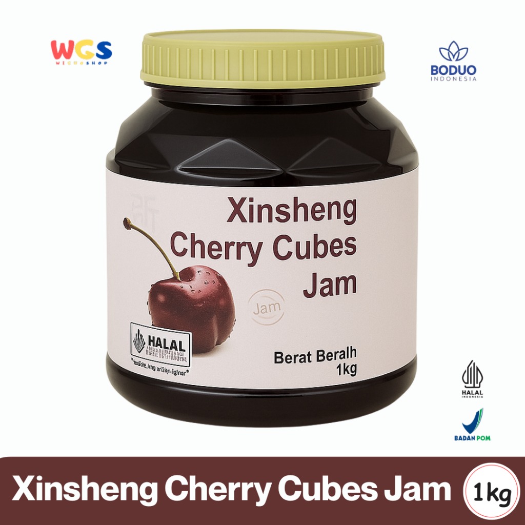 BODUO Cherry Cubes Jam 1kg – Selai Ceri Premium untuk Minuman Kekinian dan Topping