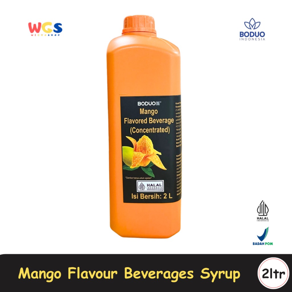 BODUO Mango Syrup Flavored Beverage Concentrate 2L – Sirup Mangga Segar untuk Minuman Kekinian