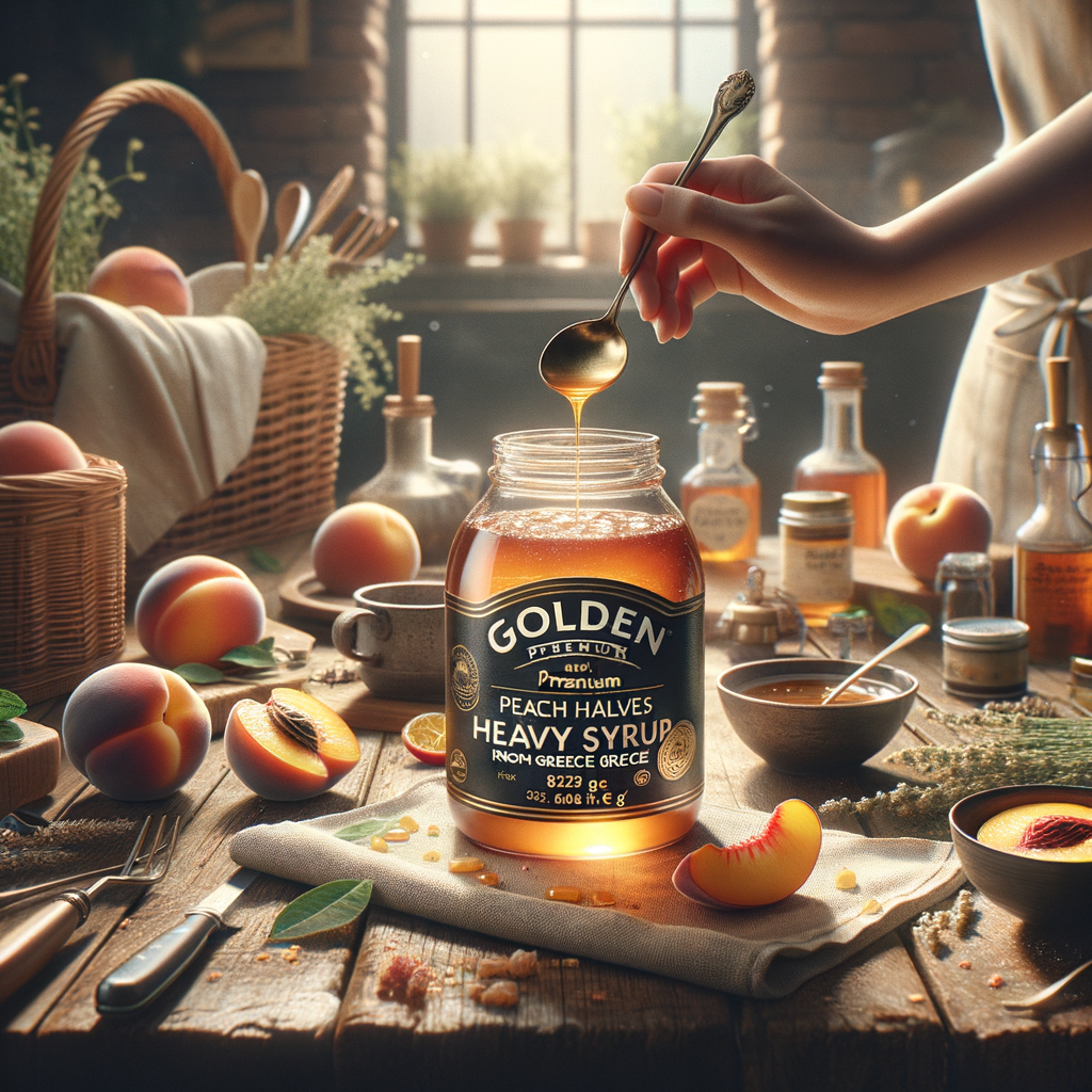 Promo Golden Premium Peach Halves in Heavy Syrup From Greece 820 gr - Persik di Wighoshop