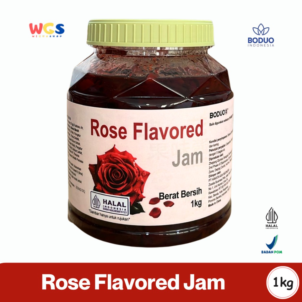 BODUO Rose Flavored Jam 1kg - Selai Mawar Aromatik Premium untuk Minuman, Dessert & Bakery