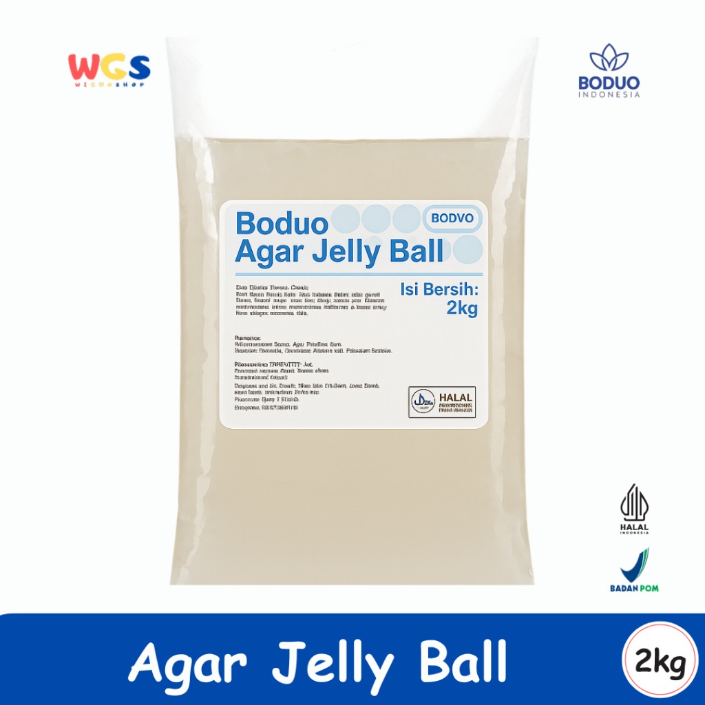 Boduo Agar Jelly Ball 2kg – Topping Kenyal Siap Pakai untuk Bubble Tea, Es Buah & Dessert Kekinian