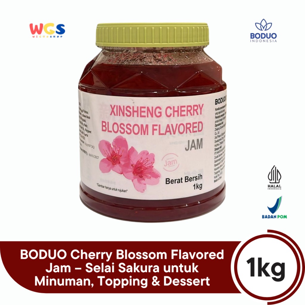 BODUO Cherry Blossom Flavored Jam 1kg – Selai Sakura untuk Minuman, Topping & Dessert
