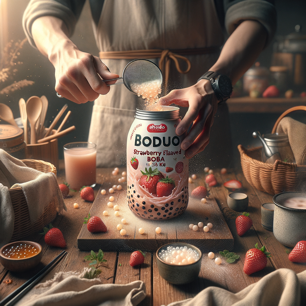 Promo BODUO Strawberry Flavored Popping Boba 1.2kg - Boba Rasa Stroberi Siap Pakai untuk Minuman Dessert di Wighoshop