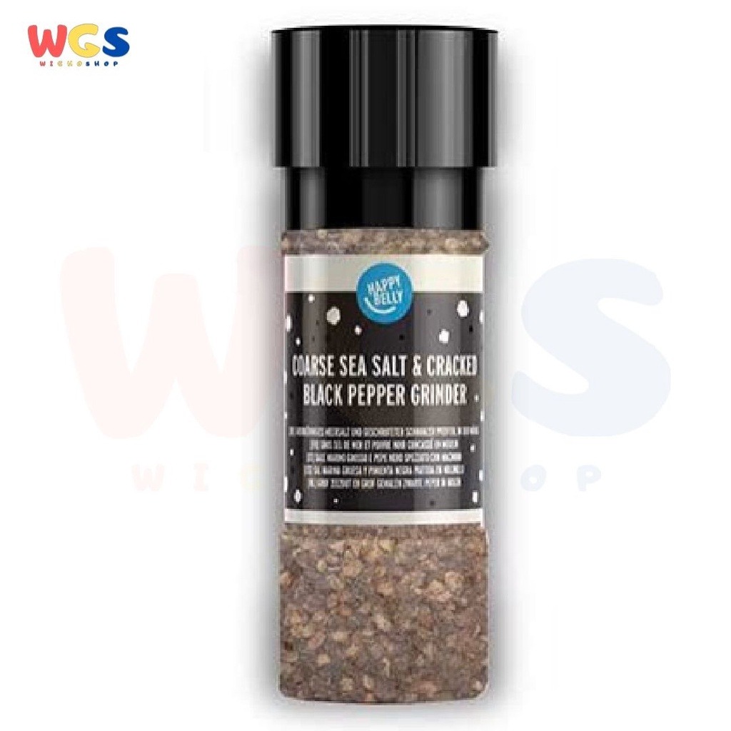Happy Belly Coarse Sea Salt & Cracked Black Peppercorn Grinder 60g - Garam Laut