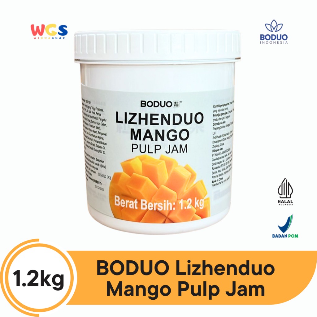 BODUO Lizhenduo Mango Pulp Jam 1.2 kg – Base Minuman & Topping Rasa Mangga